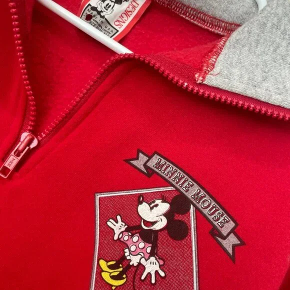 Y2K WALT DISNEY SWEATSHIRT AUTHENTIC RED MINNI MOUSE POLKA DOT DRESS Sz L - Picture 16 of 16